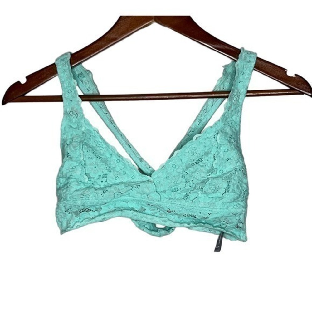 Aerie lace light green sea foam criss cross X back lace bralette size small